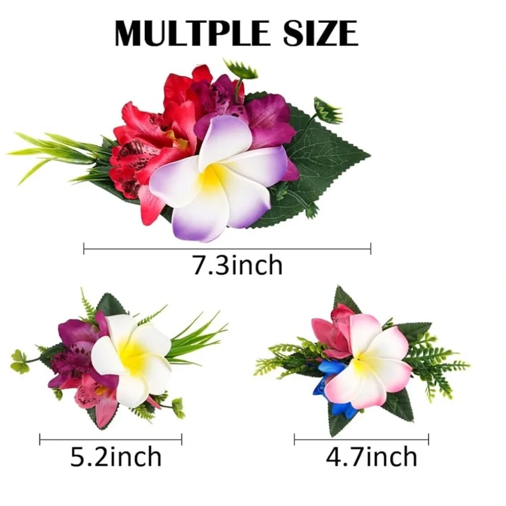 🆕 Hawaiian Plumeria Flower Hair Accessories for Women and Girls - 4 Pieces
